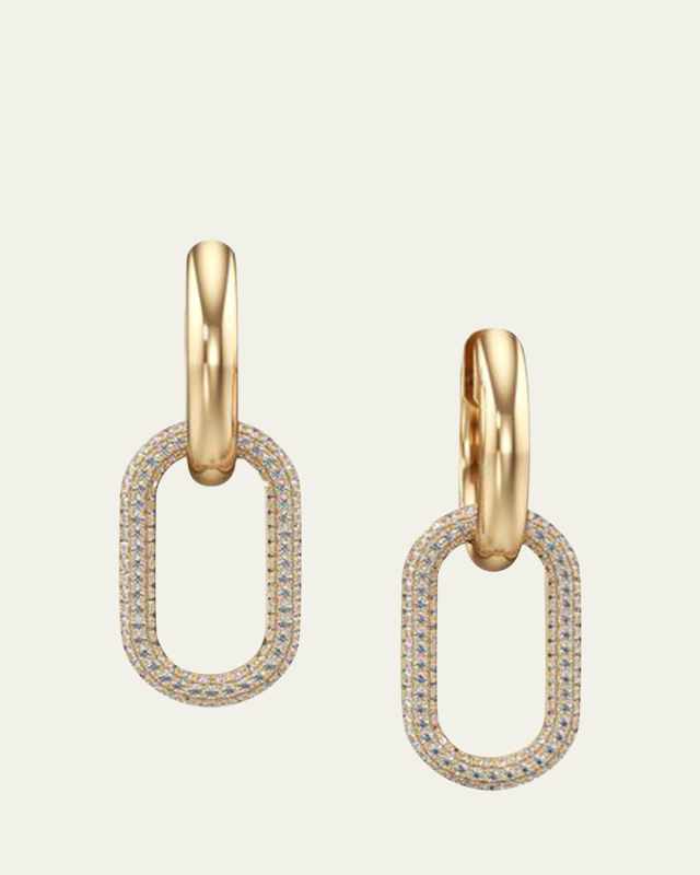 18K Gold and Diamond Pave Link Earrings